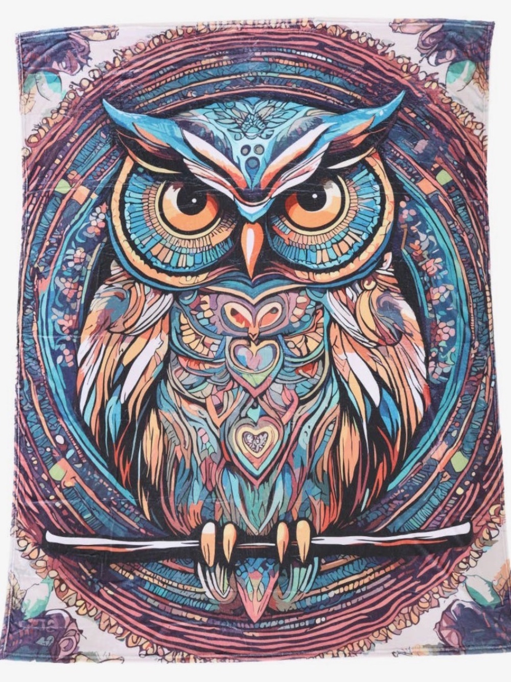 Vibrant Hippie Owl Plush Cozy Throw Blanket 50x60 ✨